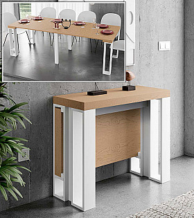 Консоль трансформер стол обеденный Disemobel 4061 roble blanco цвет дуб, белый Консоль трансформер стол обеденный Disemobel 4061 roble blanco цвет дуб, белый