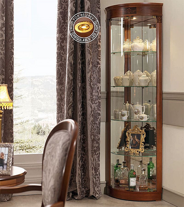 Угловая витрина Panamar 878.001 цвет орех, вишня