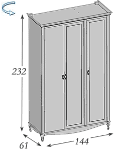 Размеры: шкаф 3-х дверный Panamar 877.003