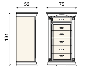 размер шифоньер комод 6 ящиков 71BO01ST Palazzo Ducale фабрика Prama Италия