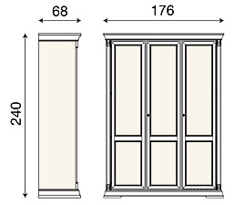 размер шкаф 3-х дверный Palazzo Ducale фабрика Prama Италия