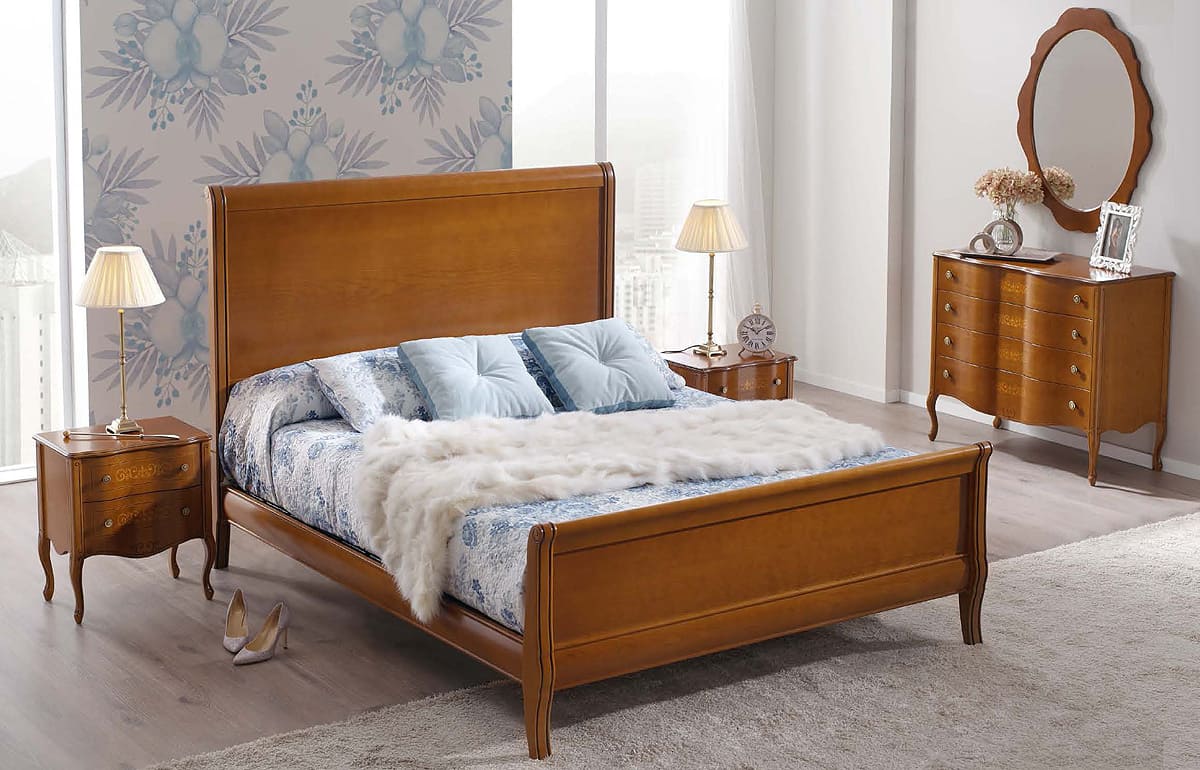 спальня Панамар композиция 3 шпон, массив вишня ( cerezo ) - тумба 737, кровать 840/454, комод 714, зеркало 303